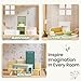 Tiny Land Wooden Dollhouse for Girls - 6 Rooms Wooden Doll House, DIY Pretend Doll House with 31Pcs Furniture Accessories, Creative Gift for Girl Ages 3+, Green