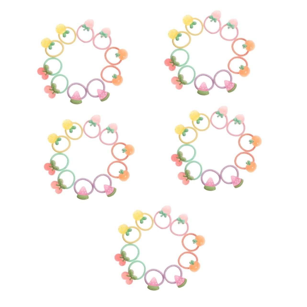 MAGICLULU 50 Pcs Banda de goma de cuerda de cabeza de dibujos animados coleteros scrunchies cintas para el pelo de bebé cuerda de pelo de las niñas pasadores de pelo pinzas de cabello Fruta