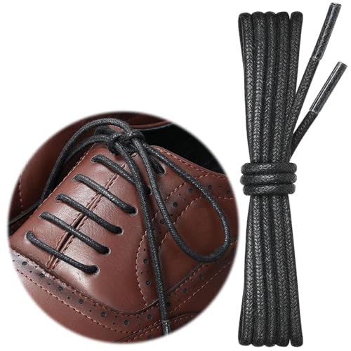 Puzeam 2 Pairs Dress Shoe Laces for Mens,Women Leather Shoes 1/8' Round Cotton Waxed Shoelaces for...