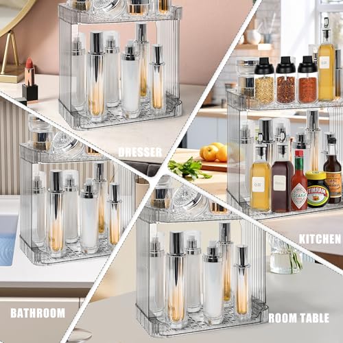 Image of Bathroom Counter Organizer Cosmetics Skincare Organizers Skincare Makeup Organizer Countertop Holder for Perfume-2 Tier-Grey