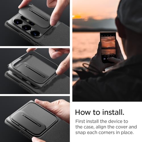 Spigen Optik Armor [ochrona aparatu] etui kompatybilne z Samsung Galaxy S24 Ultra - czarne