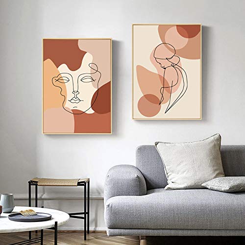 Toile abstraite salon 50x70 : lot de 2 impressions sur toile canvas d'art scandinave