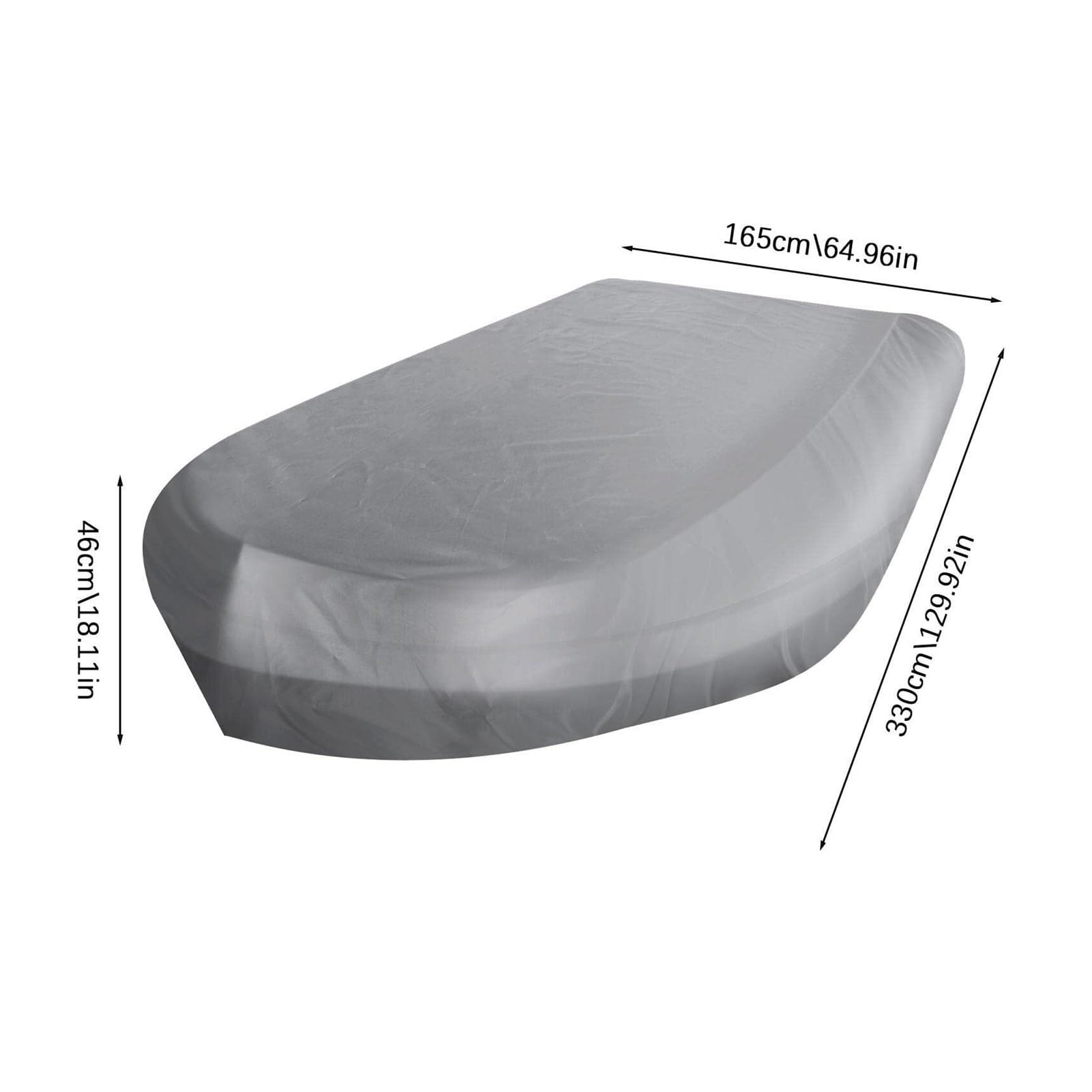 210D Schlauchboot-Abdeckung, große UV-wasserdichte Abdeckung, strapazierfähiges Marine-Qualitätsgewebe, wasserdichte vergrößerte Bootsabdeckung für Gummiboote(Size:330 * 165 * 46cm)