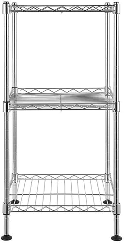 Miniatura 2 de Torre de estantería de alambre de acero de 3 niveles, estante de almacenamiento de metal, estantes ajustables para baño y cocina