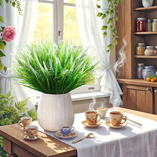 UXORSN Artificial Plants Outdoor 8 Bundles Fake Monkey Grass with Flowers UV Resistant Faux Lavender Plants Green Shrubs for Garden Patio Porch Verandah Window Hanging Planter Decoration - Cosy Home Interiors UXORSN Artificial Plants Outdoor 8 Bundles Fake Monkey Grass with Flowers UV Resistant Faux Lavender Plants Green Shrubs for Garden Patio Porch Verandah Window Hanging Planter Decoration - Image 6