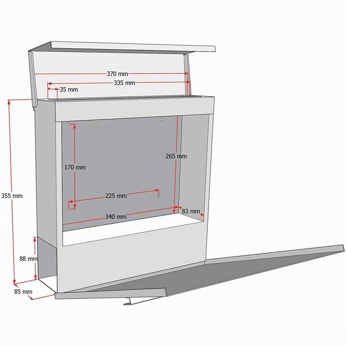 Metzler Standbriefkasten Modell G in Eisenglimmer mit Edelstahl-Namensschild & Ständer - Pulverbeschichtung DB 703 Feinstruktur Matt - Gravur - Größe 37 x 37 x 10,5 cm - Höhe 120 cm
