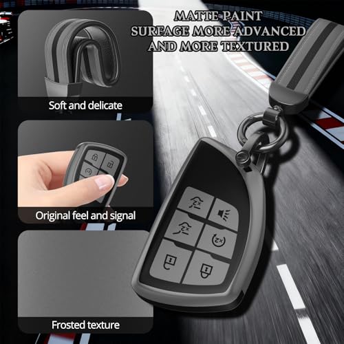 Image of For Chevy /GMC Key Fob Cover Accessories, Matte TPU Material, With a Cute Leather Keychain, for Silverado Sierra Tahoe Suburban Equinox Traverse Yukon Denali Terrain Acadia