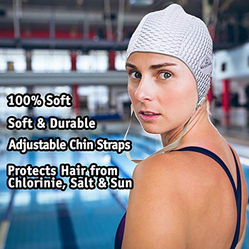 Water Gear Natural Rubber Swim Bubble Cap (White, Large) #TOP4