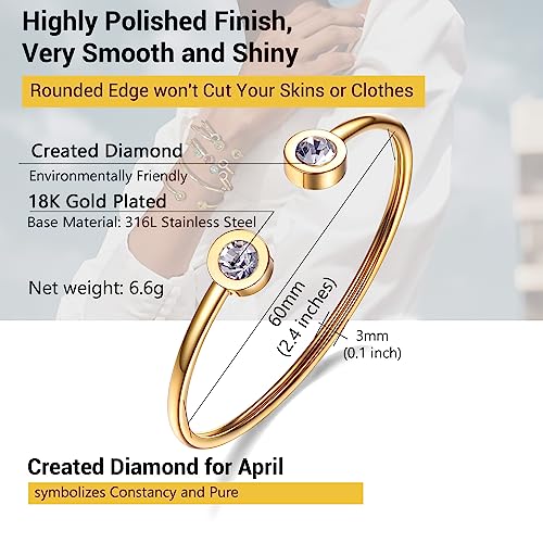 PROSTEEL Stainless Steel Birthstone Bracelet Jan - Dec Birthday,Jewelry for Women,2 Choices of Length, fit Wrist from 5.1''-7.6'' in Circumference, Come with Box3