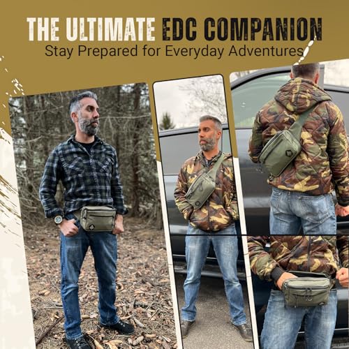 Image of HighSpeedDaddy Tactical Fanny Pack - Waterproof Fanny Belt Bag Pack with Adjustable Waist - 500D Nylon with Quick-Access Pockets - Everyday EDC Pouch for Men & Women - Ranger Green