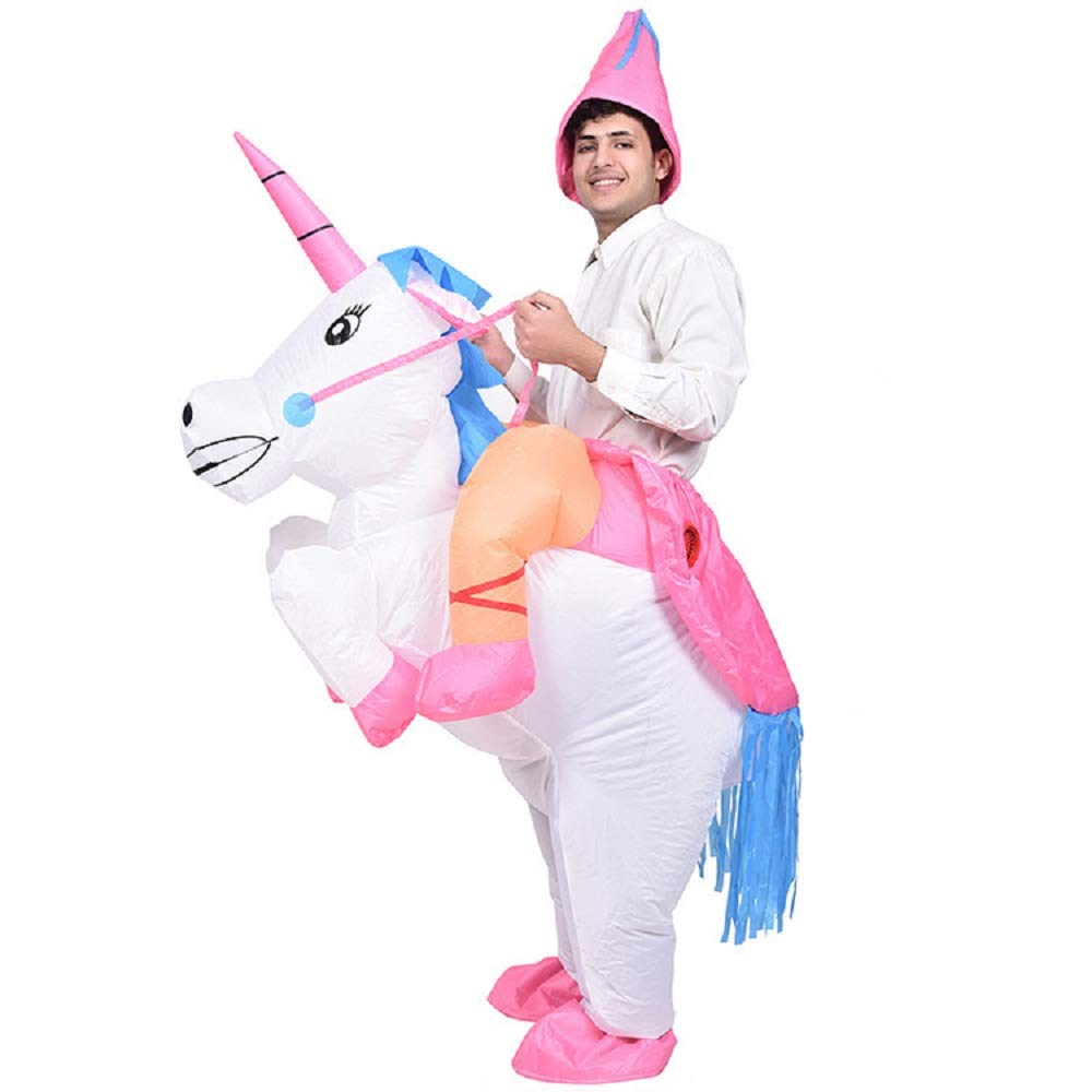 MH Zone Halloween Costumes Cock Horse Dinosaur Inflatable Costume for Adult Kids T-Rex Costume Adult Size Dinosaur Suit