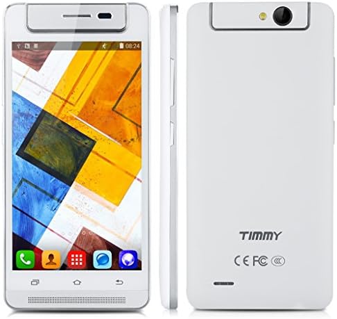 Timmy M9 3G Smartphone 5.0" Android 4.4 MTK6582 1.3MHz Quad-Core Dual SIM, 1GB RAM+8GB ROM, Fotocamera Rotante, OTG Smart Wake Smart Gestures Cellulare (Bianco)