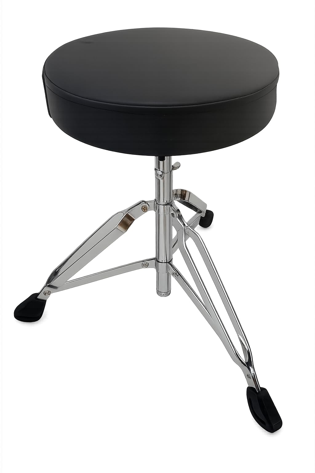 Rockstar - Taburete Sillín Batería Tiger DT01 Ajustable 42-55 cm, Asiento Redondo Acolchado Imitación Cuero, Trípode Estable con Pies Antideslizantes, Plegable y Portátil para Adultos y Jóvenes