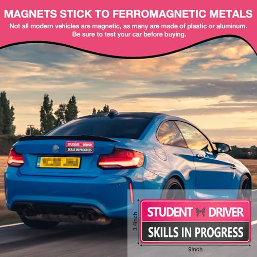 Image of 3PCS Student Driver Magnet for Car - Removable Student Driver Magnet, Novice Driver Safety Signs, Reusable Reflective Bumper Sticker for New Drivers, Teen & Learner Permit Accessories