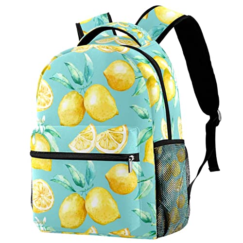 Sac à dos de voyage enfant avec porte-bouteille, grand cartable mixte motif citron