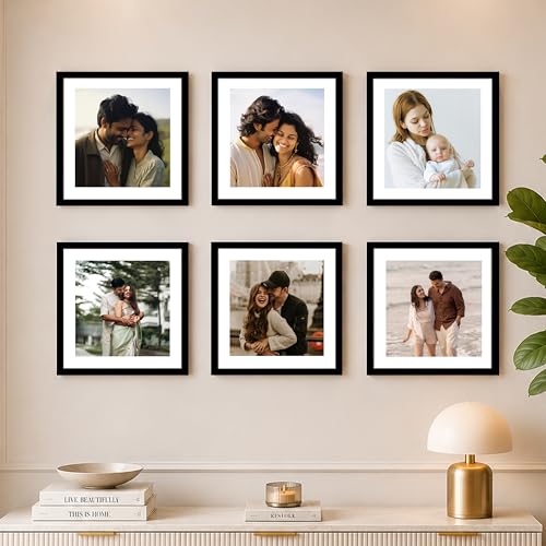 Image of Art Street Premium Photo Frame for living room, Classic Aesthetic Design Photo Frames for Photograph, Art Work, Kids Room Set of 6 (10x10 Inch, Black)