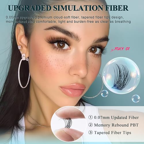 Vasa Muse Premium Lash Clusters Kit - 10-16mm Wispy Natural & Fairy Spiky WideSpan Individual Eyelash Clusters 0.05mm Ultra-thin Invisible band Eyelash Extension Kit with Bond Seal for Starter DIY - Image 3