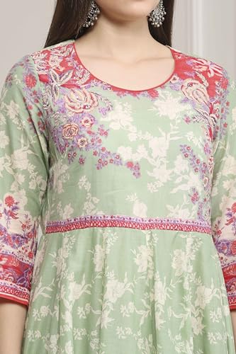 Image of BIBA Women Cotton Printed Anarkali Suit Set