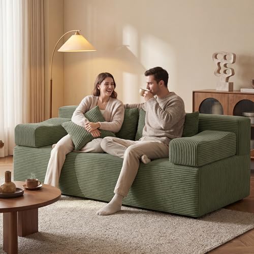 Image of MONVANE 70 inch Modular Sectional Sofa, Boneless Loveseat, Green | Boneless Couches for Living Room, No Assembly Required, Removable Armrests, High-density Resilient Foam