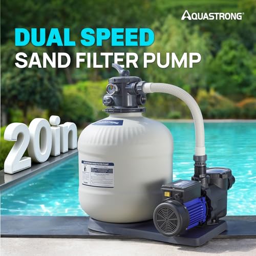 Image of AQUASTRONG 20in Sand Filter Pump, 2 HP, 5186 GPH Dual Speed Pool Pumps for Pools Up to 21000 GAL, Pool Filter With 6-Way Valve, Improved Circulation and Filtration