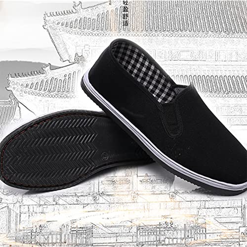 Traditional Kung Fu Tai Chi Shoe, Casual Chinese Traditional Slip-On Old Beijing Cloth Canvas Shoes for Mens, Breathable Black Rubber Sole, Adapting to Your Daily Activities Around House2