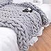 clootess Chunky Knit Blanket Chenille Throw - Warm Soft Cozy for Sofa Bed Boho Home Decor (Grey 40x60 in)