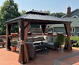 PURPLE LEAF Tonnelle de Jardin Exterieur 3,65 x 3 m Tonnelle Aluminium avec Guirlande Lumi...