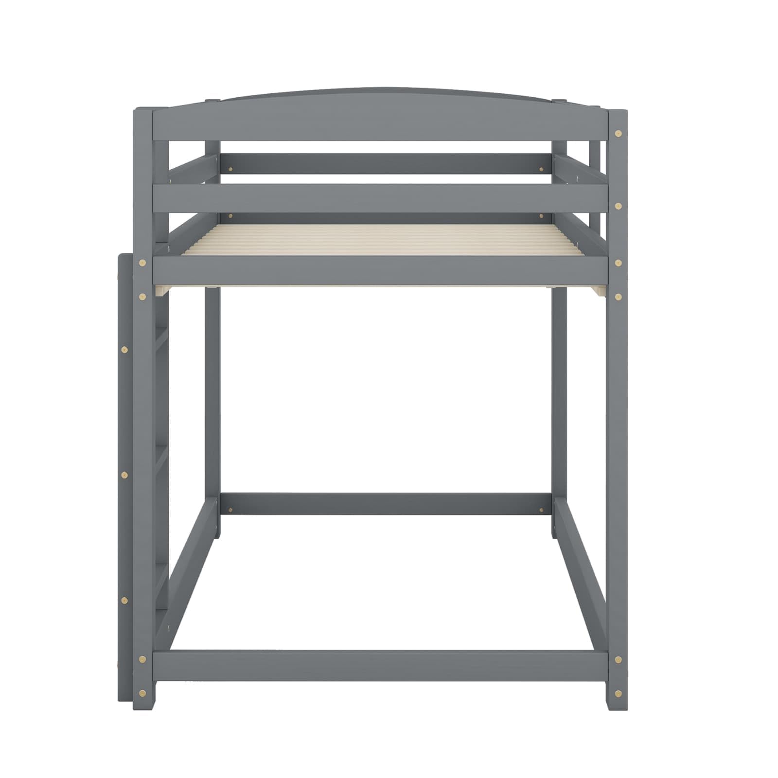 PUGSDRLY Lit Superposé Enfant 90x200cm,Lit Enfant 2 Places avec échelle,Cadre de lit Superposés en Pin Massif (Gris)