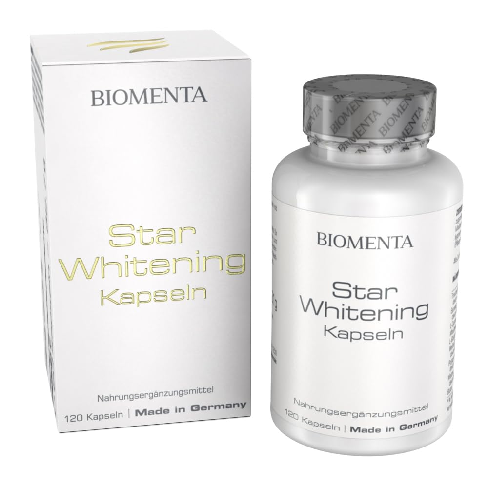 BIOMENTA Star Whitening - Hochdosierter Wirkstoffkomplex - 120 Haut Kapseln mit L-Gluthation, Aminosäuren, Pflanzenextrakten - Premiumqualität