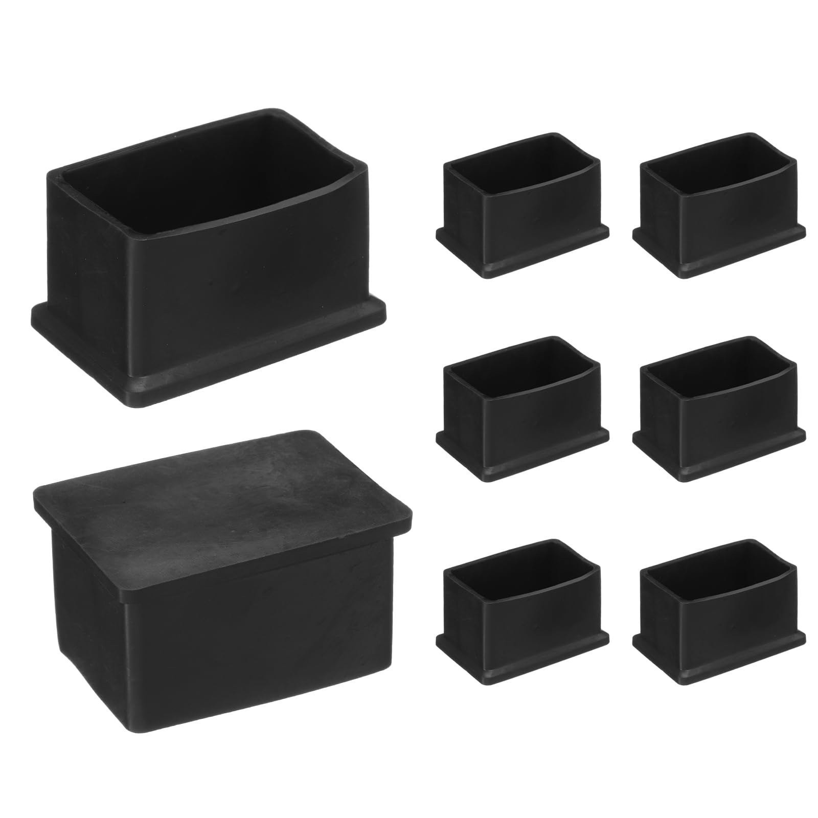 Tapas de PVC para patas de silla rectangulares antideslizantes negras