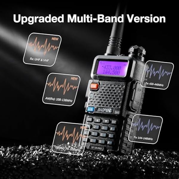 BAOFENG GT-5R Pro Walkie Talkie, UHF VHF 144-146/430-440 МГц, большой радиус действия, 128 каналов, аккумулятор 1800 мАч, наушники для взрослых, поддерживается чириканье