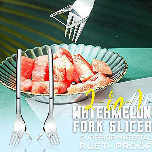 2-in-1 watermeloen vork snijmachine, watermeloen snijmachine met vork, gesneden watermeloen artefact, watermeloen verdeler, roestvrij staal watermeloen snijder mes (1sts) - Image 3