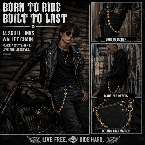 Image of Wallet Chain - Skull Chains for Pants Jeans Purse Bag, Punk Gothic Style,Suitable for Parties /Stage Performances /Everyday Wear, emo Y2K accessories