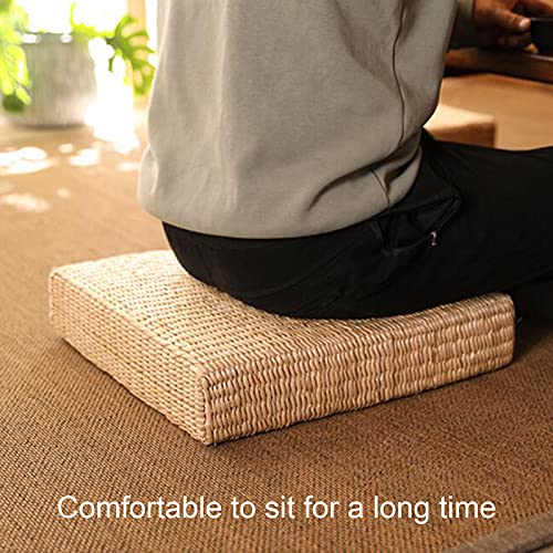 Woven Straw Cushion Square Tatami Cushion Mat, Handcrafted Japanese Style Straw Flat Straw Seat Cushion Floor Pillow For Yoga Tea Ceremony Meditation Home Decor (40×40Cm) #TOP6