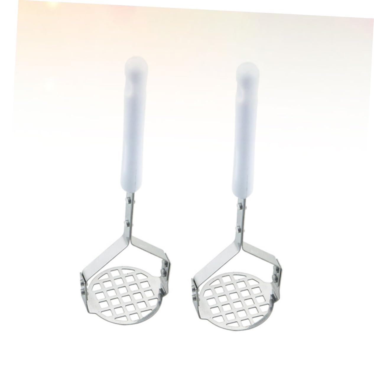 GLEAVI 2pcs Handheld Stainless Steel Potato Press Masher with Heat Resistant Handle Kitchen Gadget for Smooth Mashed Potatoes Design