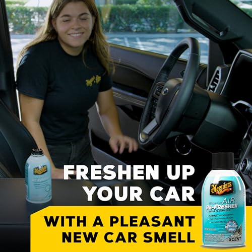 Meguiar's G16402EU Whole Car Air Re-Fresher Odour Eliminator Mist New Car Scent Air Bomb 59ml, Black, blue