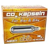 10 NEMT 16g Co2 Bierkapseln and Bikekapseln für alle Bierzapfanlagen mit 16g Kohlensäurekapseln ohne Gewinde kompatibel auch zu CO2 Kartuschenpumpe Fahrrad Minipumpe ohne Gewinde