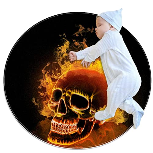 Tapis tête de mort rond idéal pour protéger le sol d'une chambre JDEZ