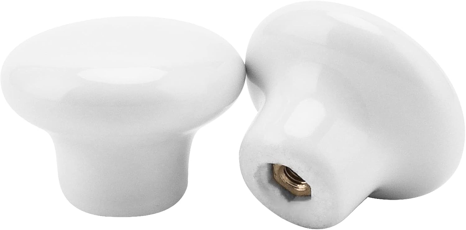 NINGWAAN 30 Pack White Ceramic Cabinet Knobs, Ceramic Dresser Drawer Knobs Round Shape Cupboard Handles Drawer Kitchen Cupboard Pull Handle with 0.98 Inch Screws