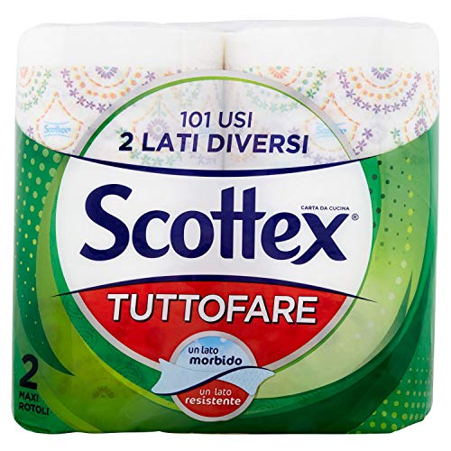 Scottex Tuttofare Due Lati Diversi, 4 Maxi Rotoli, 2 Confezioni da 2 Maxi Rotoli
