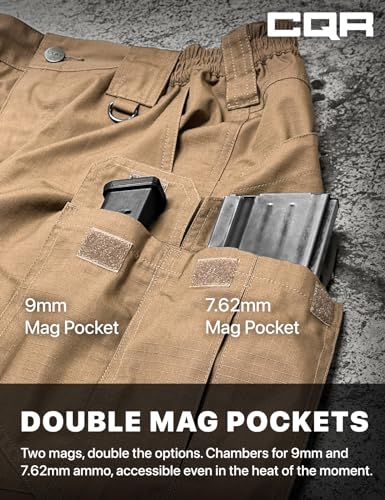 Image of CQR Men's Tactical Pants, Water Resistant Ripstop Cargo Pants, Lightweight EDC Work Hiking Pants, Outdoor Apparel