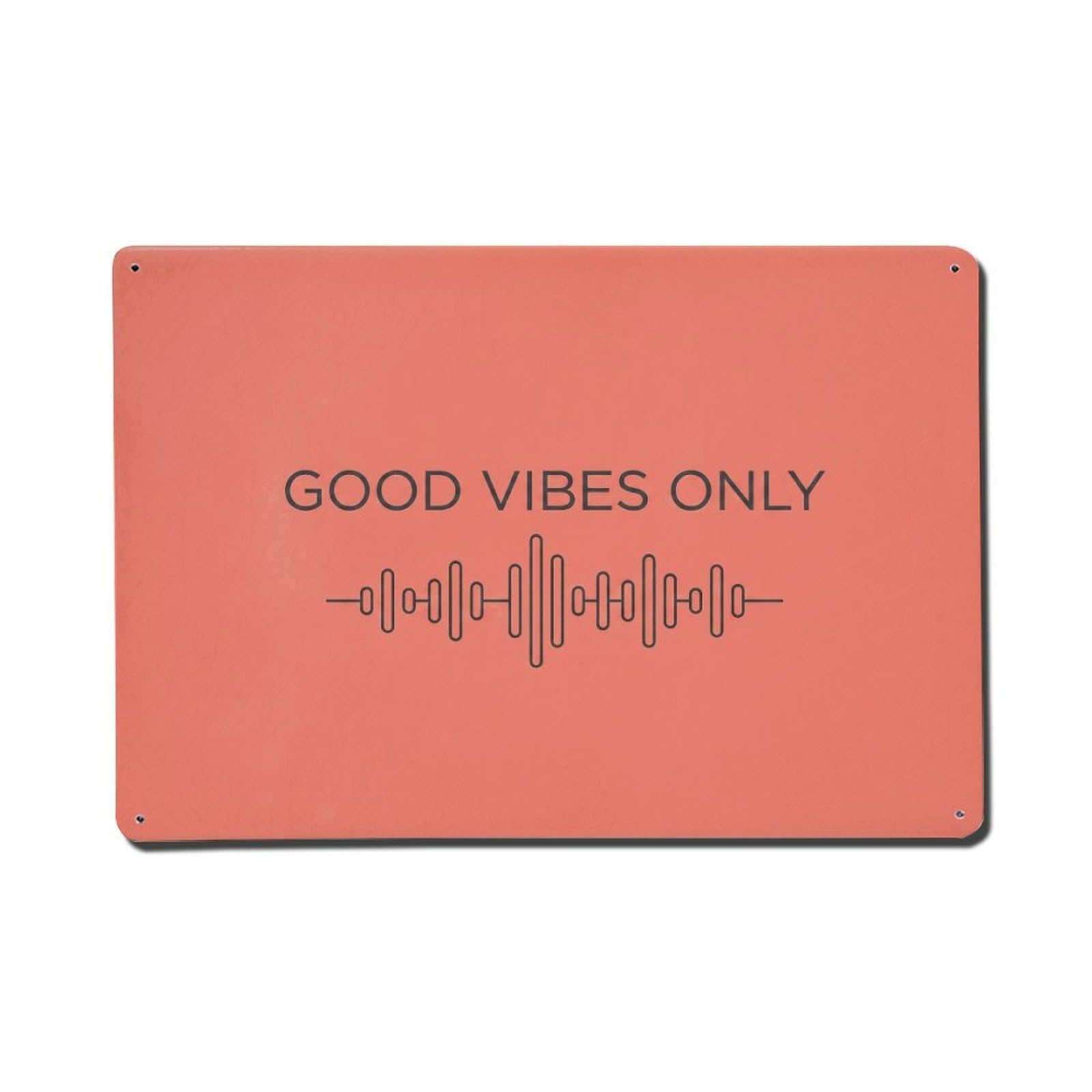 Olhnbad Style Good Vibes Only Positive Saying Minimal Modern Metal Tin Sign