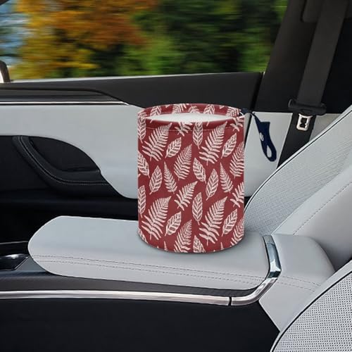 Image of Hanging Car Garbage Bag Tropical Leaf Printed for Car Front Seat, Back Seat, Floor, Garbage Bin Decoration Portable Car Rubbish Bin