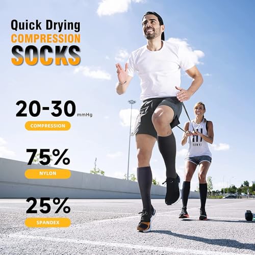 Image of cerpite Compression Socks for Women & Men 6 Pairs Knee High Compression Socks 20-30 mmhg Best for Running,Nurse,Travel