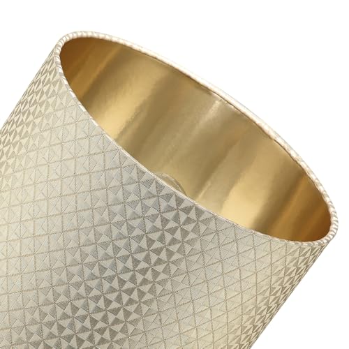 Designer Light Shimmer Taupe Drum Lampshade with Inner Champagne Gold Satin Lining | 18cm x 25cm | Squares and Diamonds Pattern by Happy Homewares - Image 5