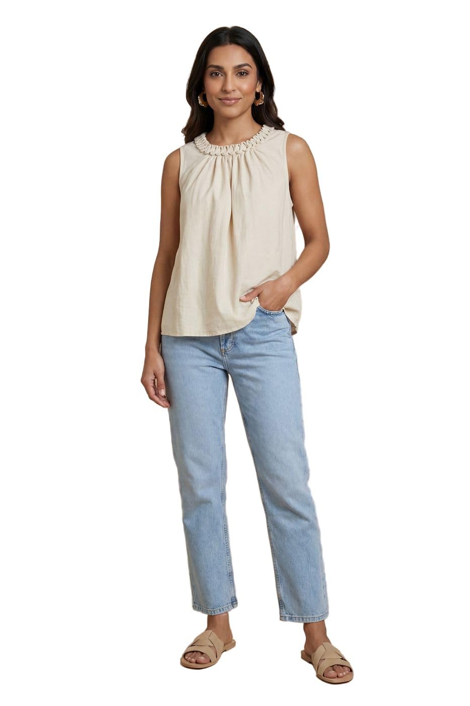 Dorothy Perkins Twist Neck Detail Shell Top, 12, Cream