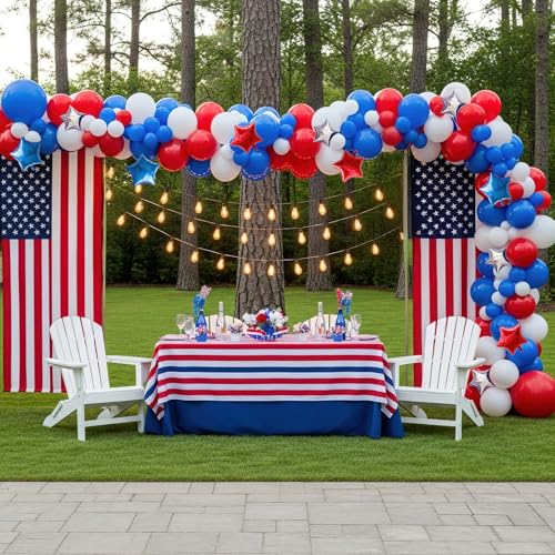 Image of 4th of July Balloons Set 164Pcs Red White Blue Balloons for Independence Day Veterans Memorial Day Patriotic Flag Theme Party Decorations
