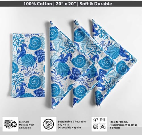 Servilletas de Tela Azul y Blanca de Algodón 20x20 Pulgadas Pack 12 miniatura 4