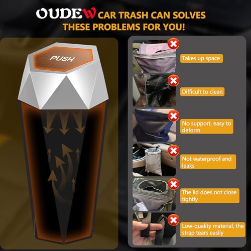 Image of Car Trash Can with Lid - 2-Pack, Interior Accessories for Vehicles, Leakproof Garbage Can with 30 Detachable Trash Bags, Multipurpose Organizers and Storage Solutions for Home and Office
