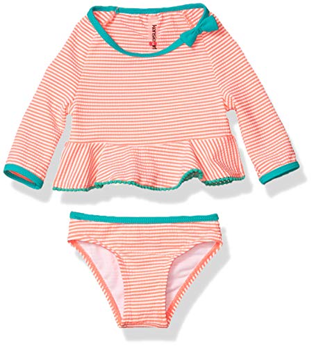 kensie Girls Seersucker Stripe Rash Guard Two-Piece Swimsuit